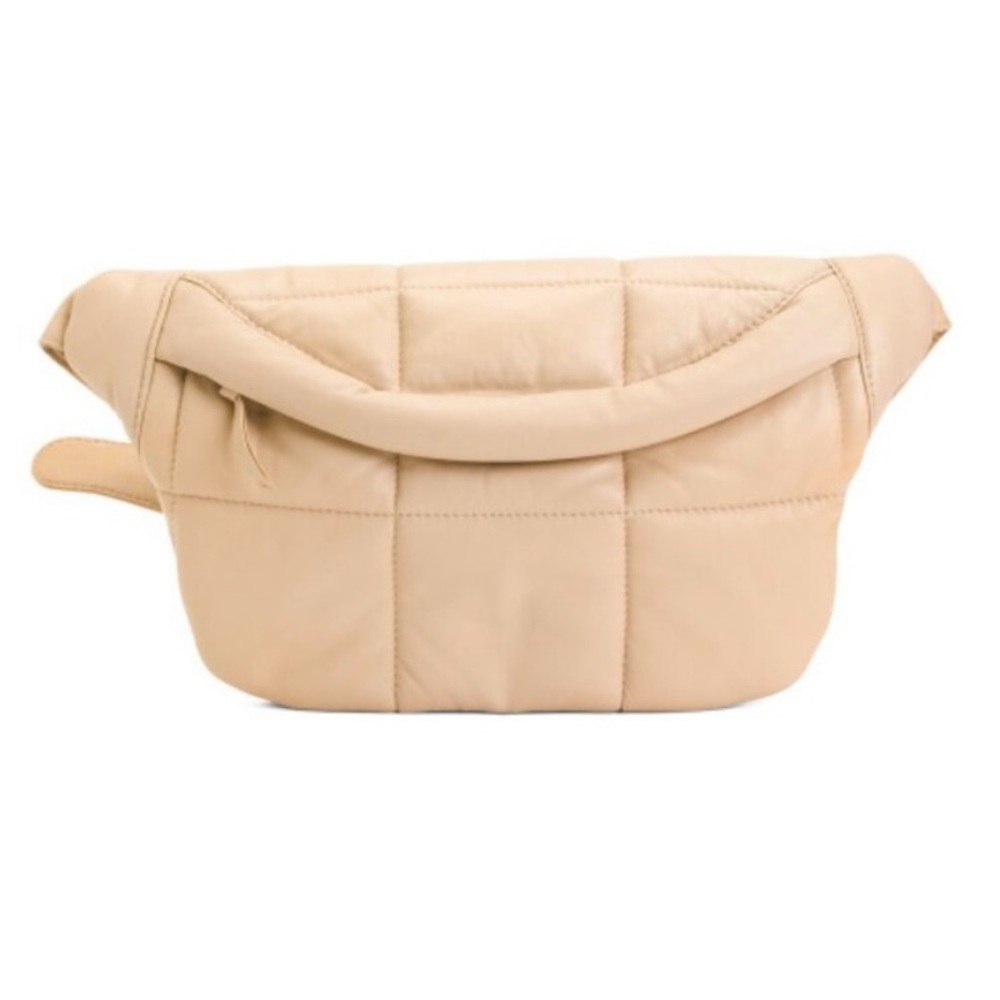 STYLISM Beige Sheepskin Oversized Puffy Quilted Sling Bag